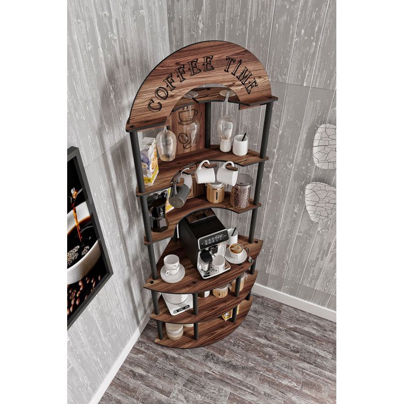 Élégant support à café avec pieds en bois, couleur noyer, 31,1 po x 17,7 po x 15,7 po | Fabrication 100% MDF durable | Parfait pour le salon et le vestibule, design moderne et grande surface