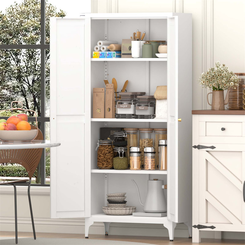 Armoire de rangement en métal durable avec tablettes réglables et conception élégante pour une utilisation polyvalente dans la cuisine, le salon et le bureau