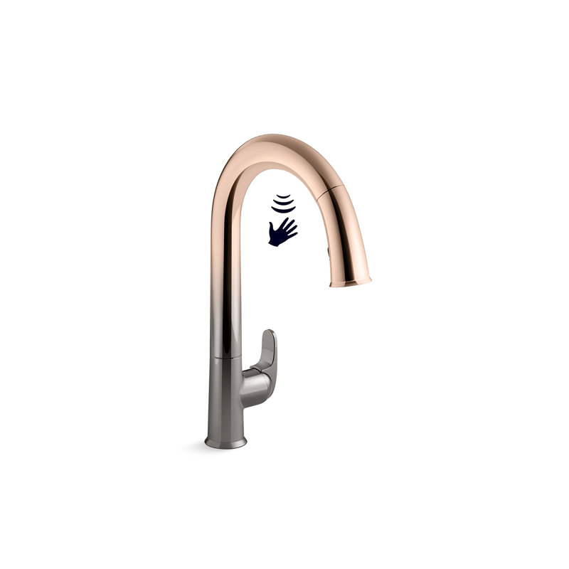 Sensate Pull-Down Touchless Single Handle Kitchen Faucet, Titanium/Rose Gold