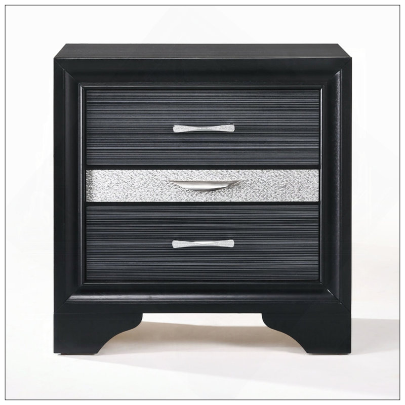 Table de chevet contemporaine en bois noir avec tiroirs de rangement pour la décoration et l'organisation de la chambre à coucher moderne