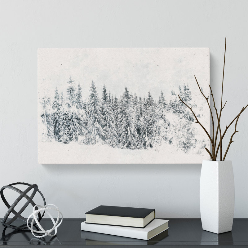 Points Of The Trees Watercolour - Wrapped Canvas Print, 40cm H x 60cm W x 3cm D