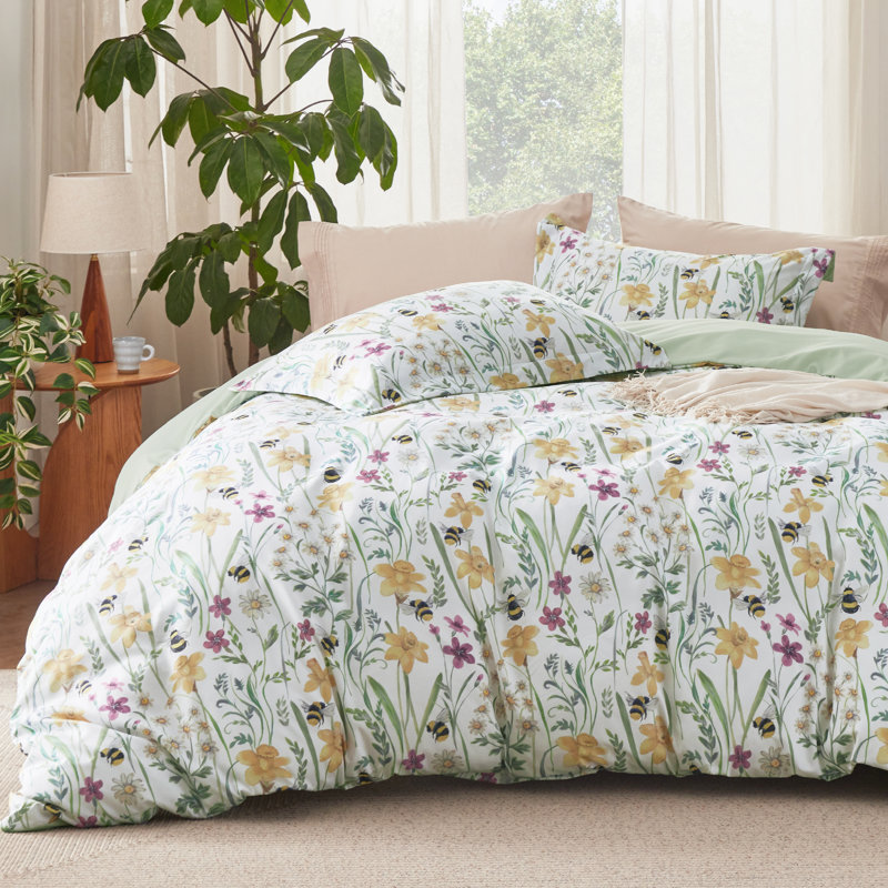 Bedsure Duvet Cover Queen Size - Reversible Floral Patterned Duvet Cover Set with Zipper Closure, 3 Pieces Bedding Set 