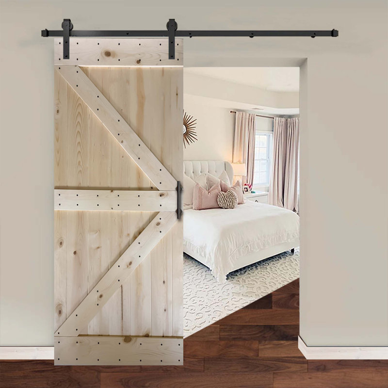 Ensemble de quincaillerie pour porte de grange simple en bois, Sans finition, 30 po x 84 po