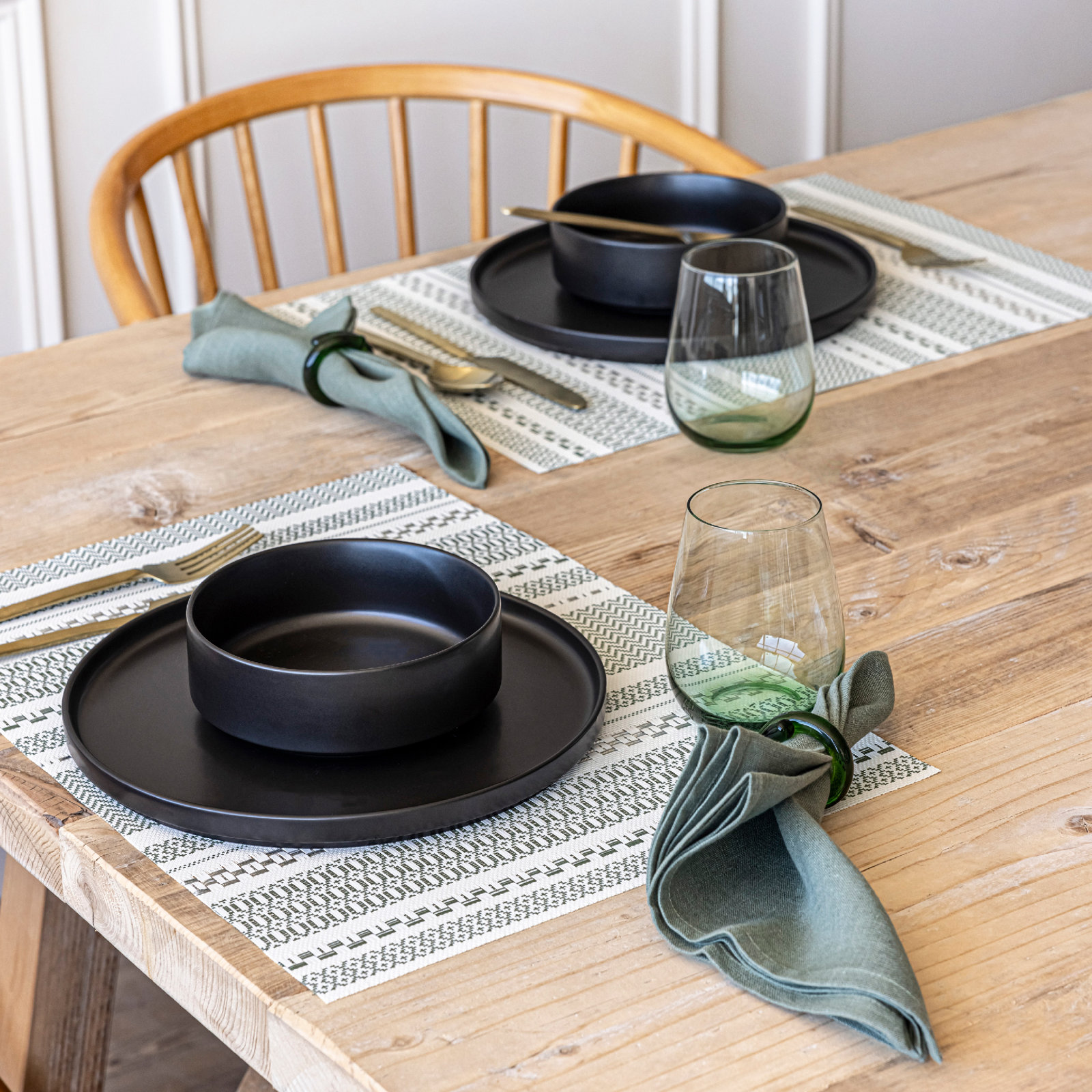 Reversible Striped Placemat, Green