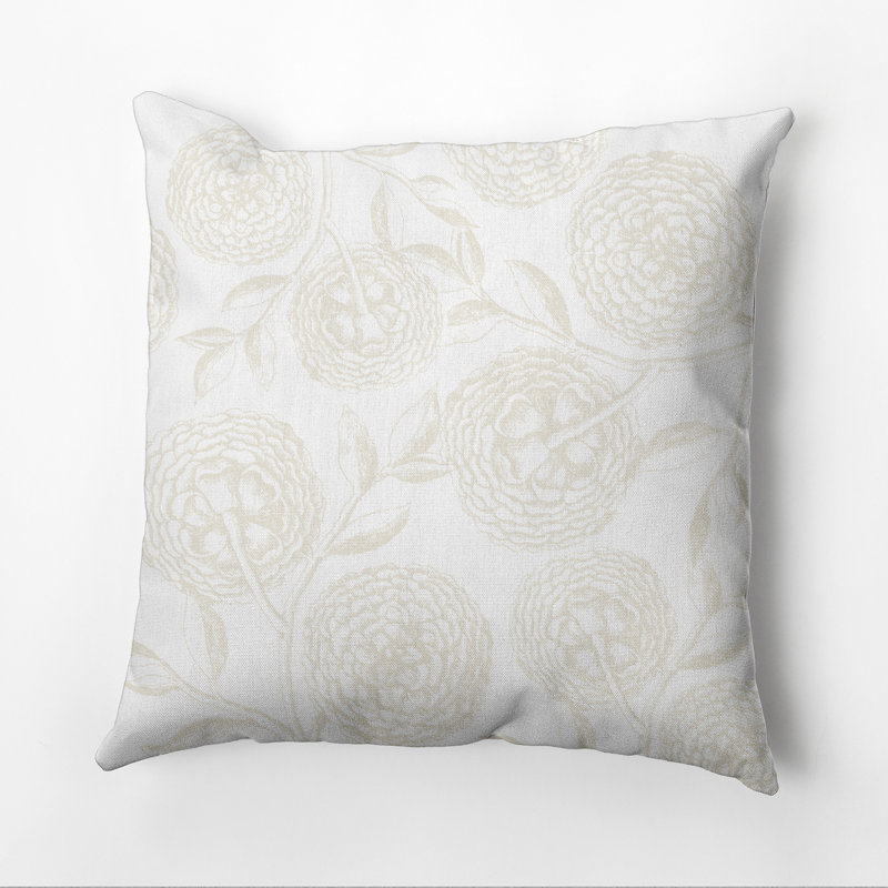 Botanical Blooms Floral Outdoor Reversible Throw Pillow, White, 16"x16"