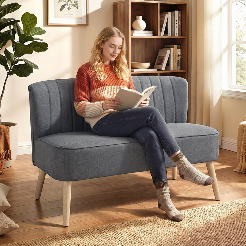 Maxen 2 Seater Loveseat, Polyester, Grey