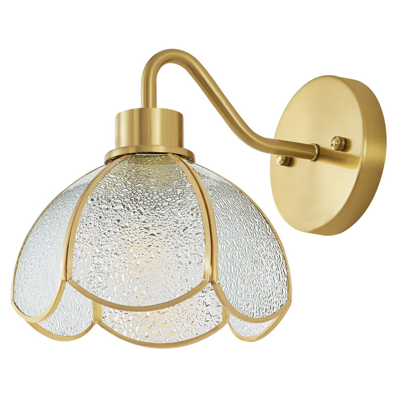 Vintage Floral Wall Sconce With Thickened Snowflake Glass Shade