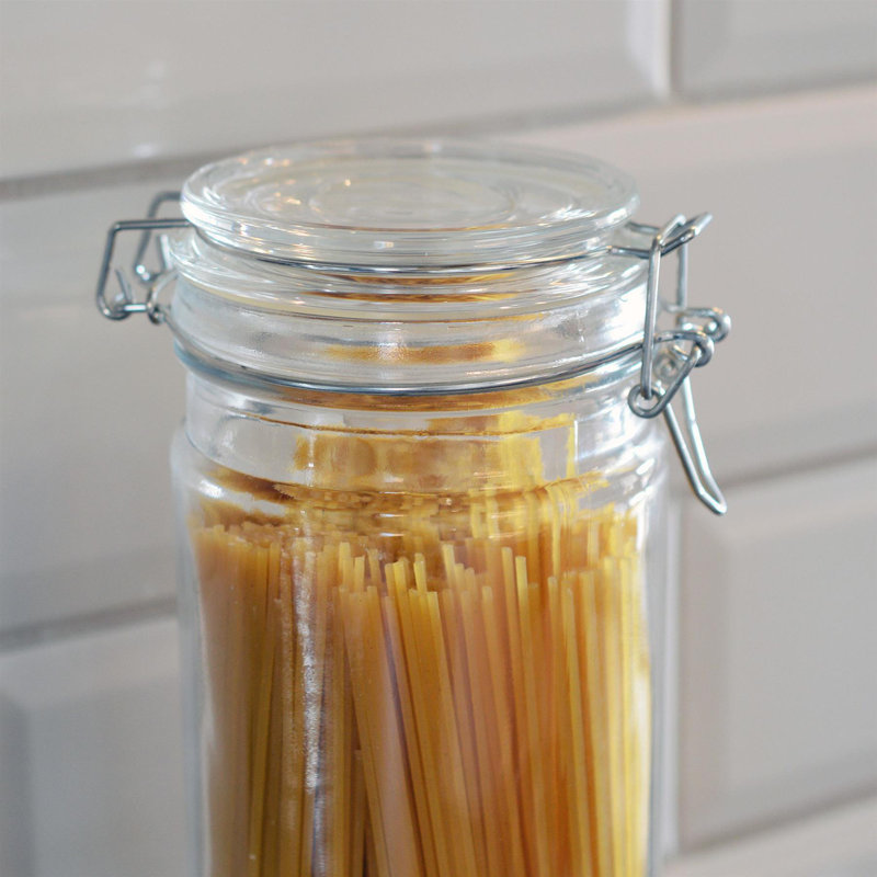 Argon Tableware - Glass Spaghetti Jar with Labels - 2 Litre, White/Clear