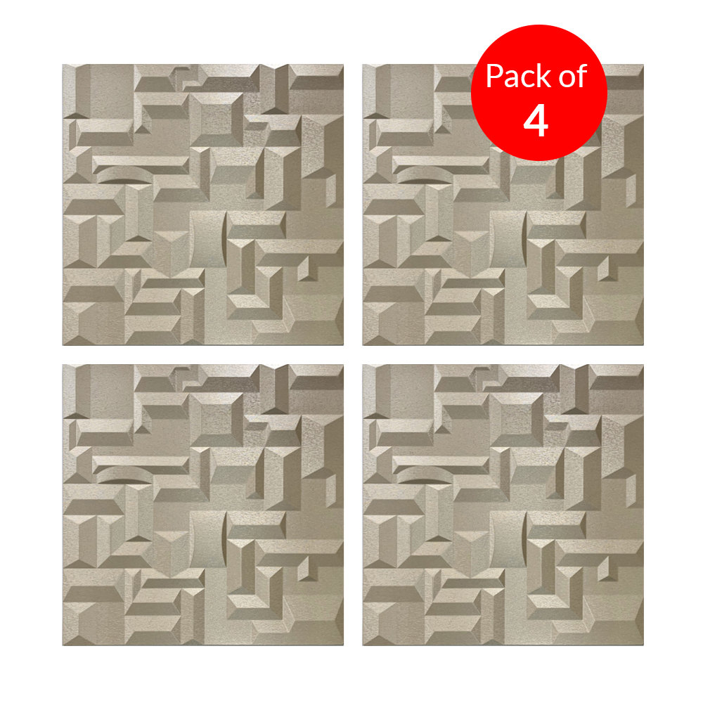 Britwall 3D Grid PU Leather Wall Panels - Cream - 62x62 cm - Image 4