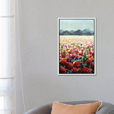 Alpine Meadows Red Wildflower Poppies In Mountains 1 Piece Wall Art on Canvas