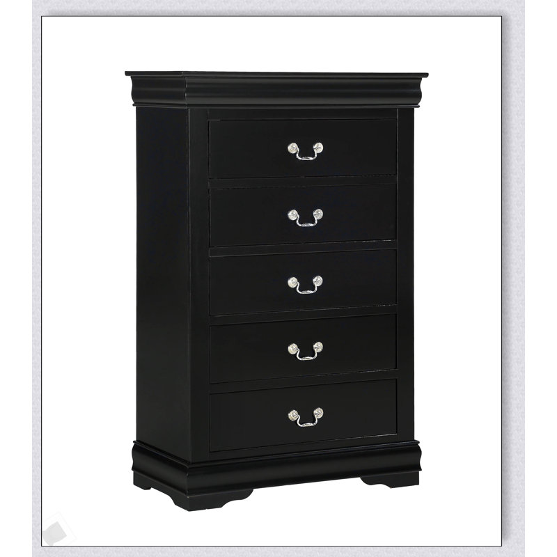 Commode 1 pièce Louis Philip à cinq tiroirs avec finition en bois massif et rangement spacieux pour les maisons contemporaines