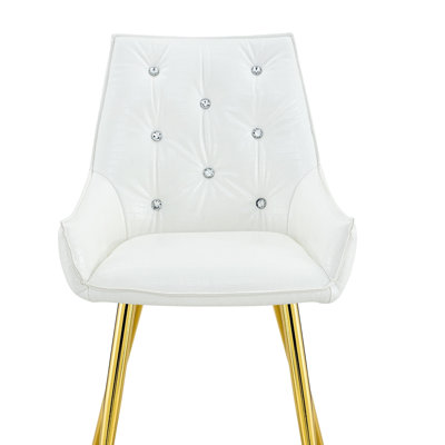 Diamond Decor Backrest PU Leather Dining Chair