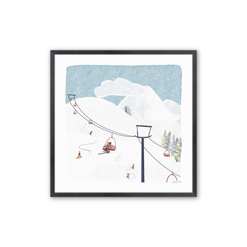 Imprimé hivernal d'hiver, H 13,75 po x l 13,75 po, Cadre simple en zinc patiné, bois massif