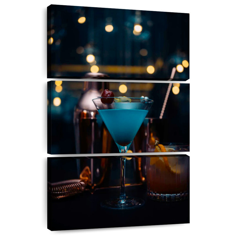 Bleu cocktail, H 32 po x l 20 po