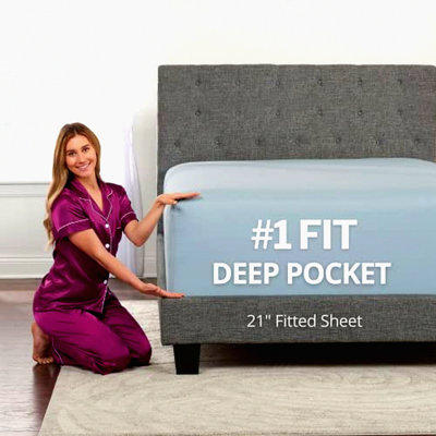 Deep Pocket Fitted Sheet - Extra Deep Pocket Soft Bed Sheet for Pillow Top Mattress - Fitted Sheet