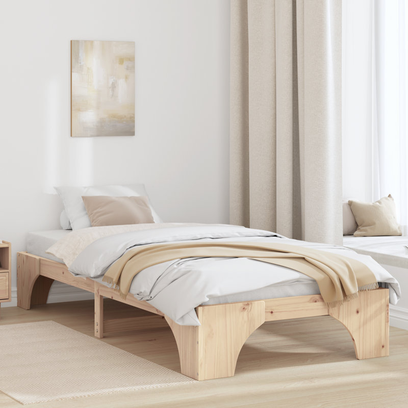 Bed Frame Wood Minimalistic Bed Frame, Small Single (2'6), Natural
