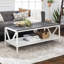 Table basse bicolore à cadre en V avec tablette de rangement inférieure-1767665939-1767665936