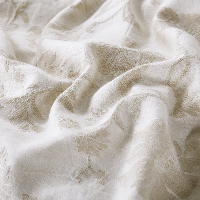 Evone Pure Linen Jacquard Duvet Cover Set with Pillowcase -Top Grade & Natural, Queen Duvet Cover + 2 Standard Pillowcases