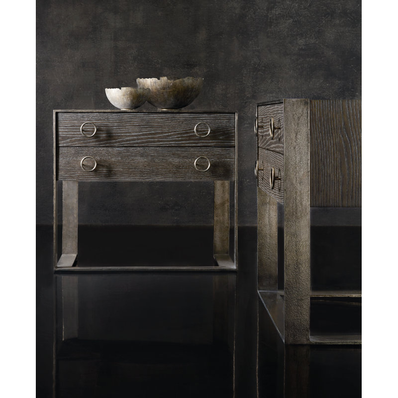 Dixon Transitional 2-Drawer Nightstand in Weathered Charcoal Gray