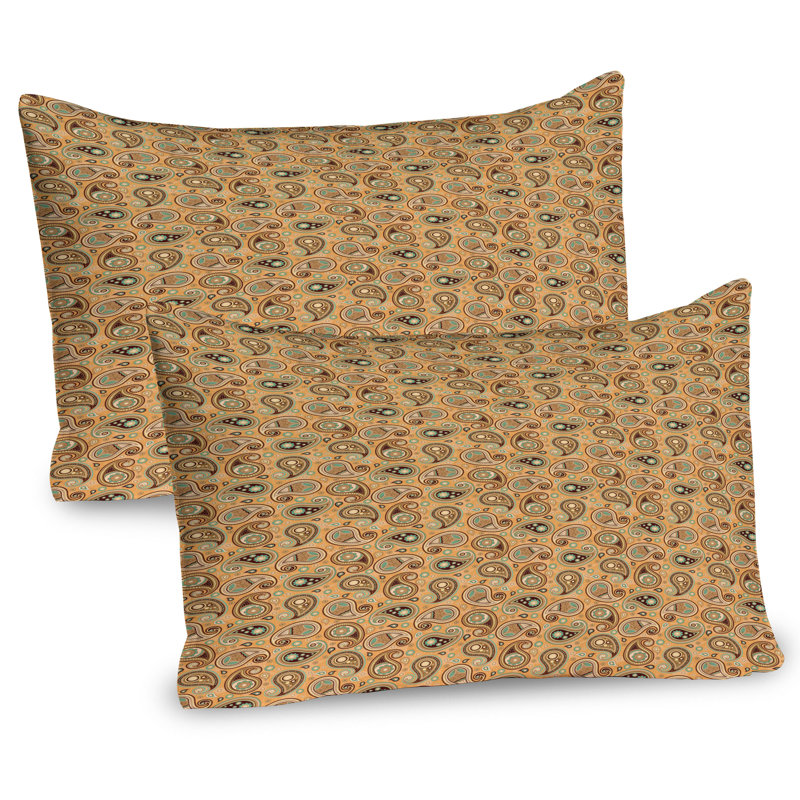 Ensemble de 2 taies décoratives à motif cachemire brun Ambesonne 30 po x 20 po orange clair