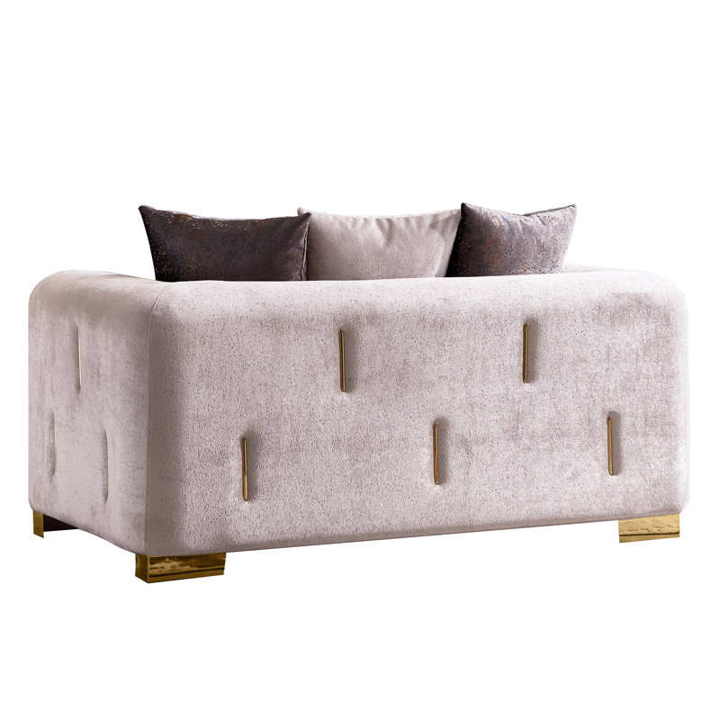 Causeuse en velours 66,5 po Foehr, Velours beige
