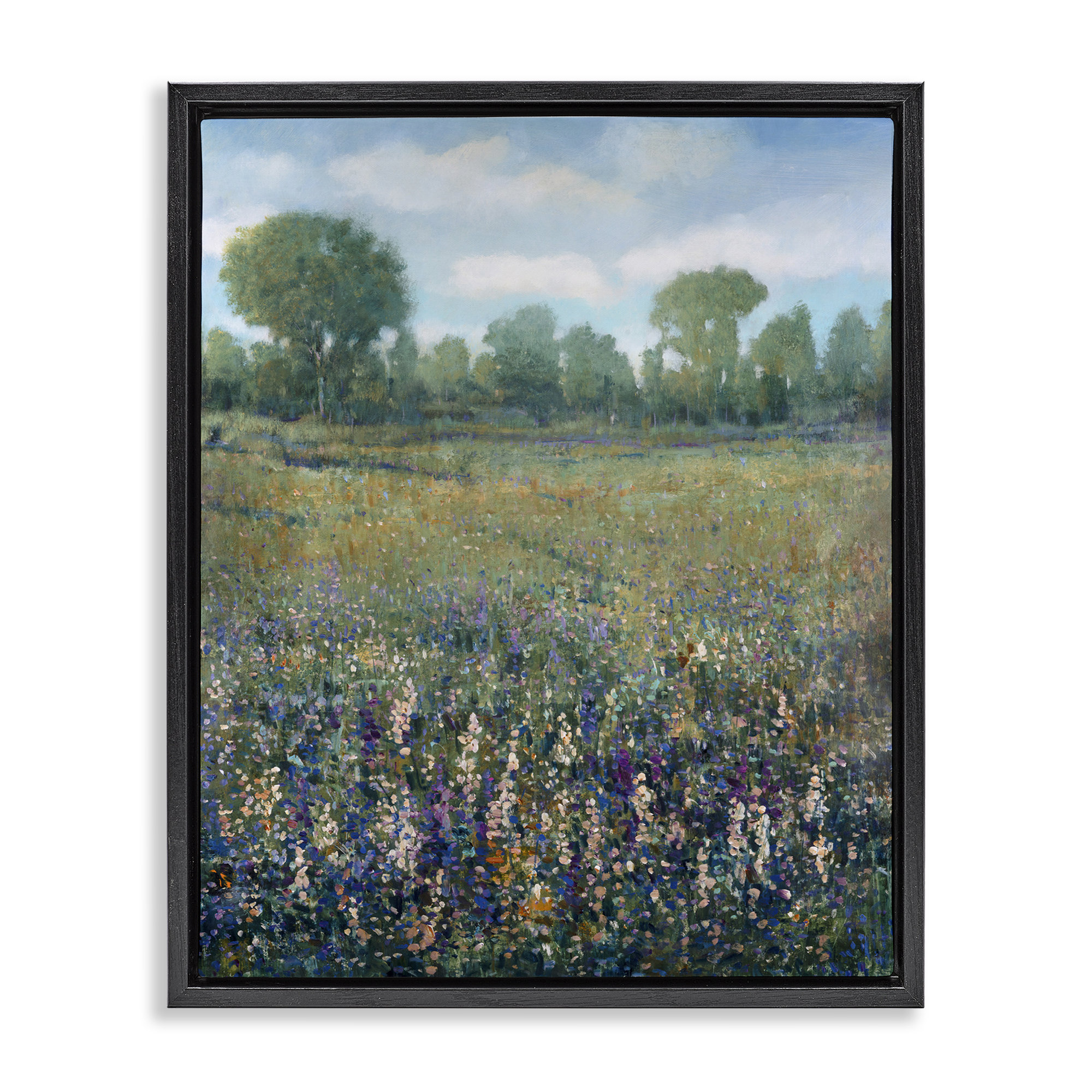 Lark Manor Lilac & Wildflower Fields Black Framed Floater Canvas Wall ...