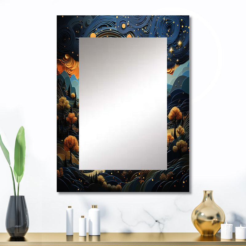 Surrealism Dreamscapes River II - Surrealism Decorative Wall Mirror, Yellow Mirror, Printed Metal Art, 32" x 24"