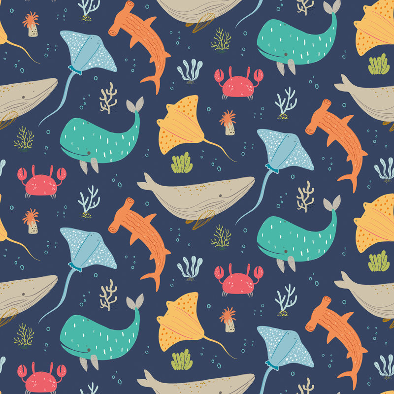 Hoopla Walls Ocean Adventure Inky Mix 10m Wallpaper