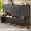 Grand lit escamotable avec bureau, station de charge USB, lumières DEL, gris foncé