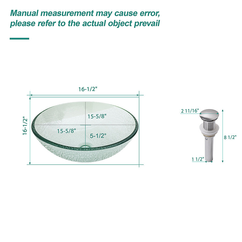 Lavabo de salle de bain vasque en verre trempé avec bonde escamotable