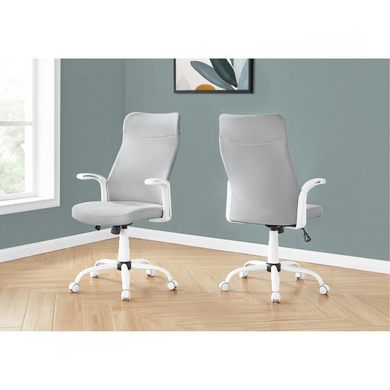 Chaise de bureau réglable et ergonomique avec pivot et accoudoirs pour un travail et une productivité confortables., Blanc