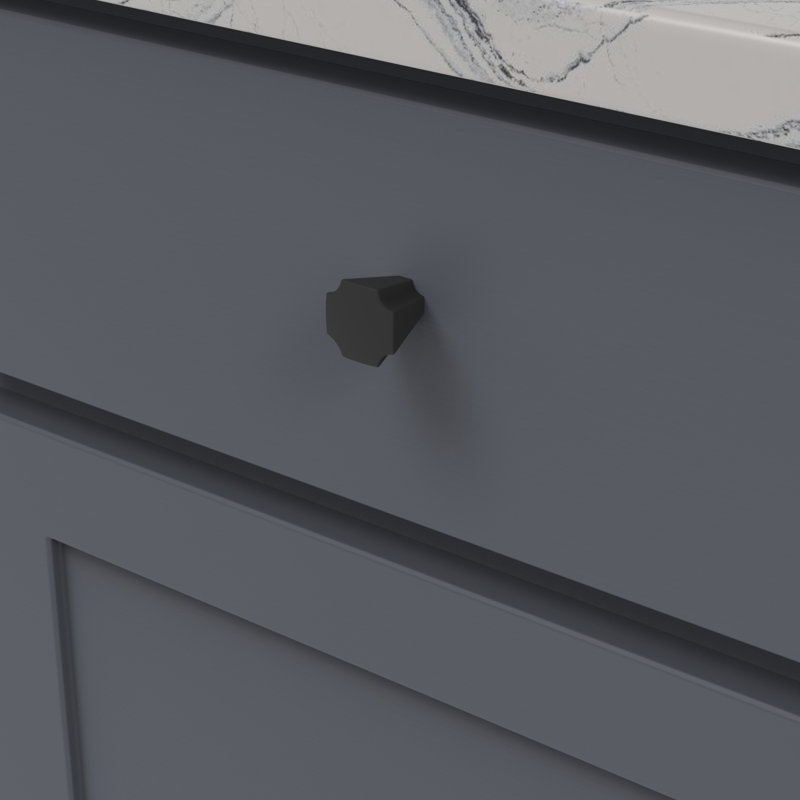 Poignée conique de la collection Monarch - bouton d'armoire noir mat 1-1 / 8 po x 1-1 / 8 po - Quincaillerie transitionnelle pour tiroirs et armoires