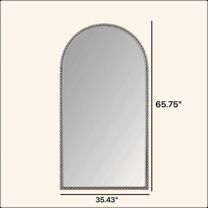 Vintage Arched Iron Full Length Floor Mirror with Support Legs, Freestanding Full Body Mirror for Living Room & Bedroom