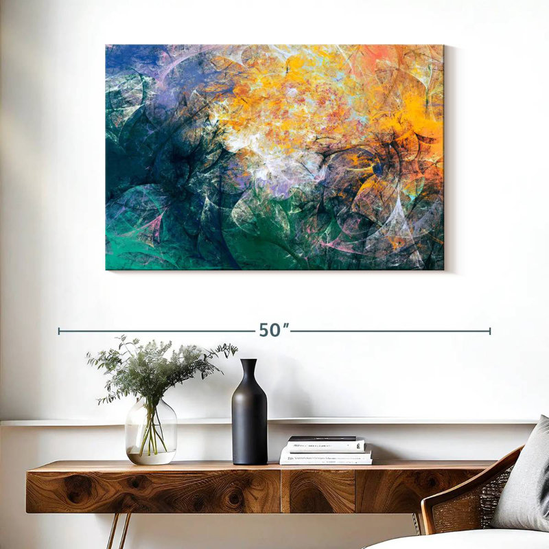 Abstrait artistique vert Avery, H 26 po x l 39 po