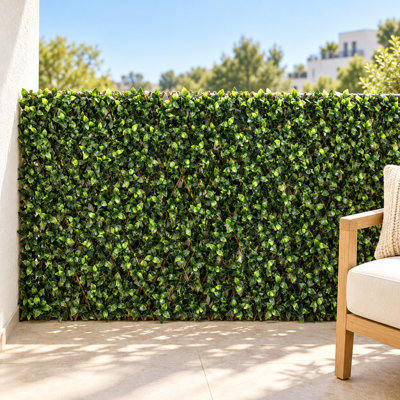 Panneau de clôture d'intimité en fausse haie artificielle simple côté Gardenia, treillis décoratif en vinyle