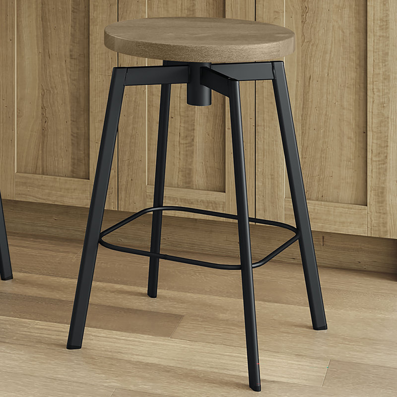 Tabouret de bar et de comptoir pivotant en bois massif Katerinka, Beige, Tabouret de bar (siège d'une hauteur de 29,50 po)