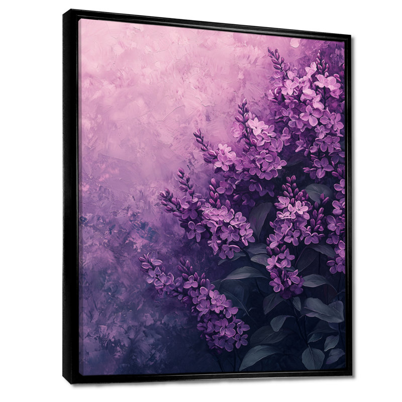 Yadira, ombres lilas en minimalisme monochrome I - lilas, art encadré, Noir, Reproduction avec cadre flottant