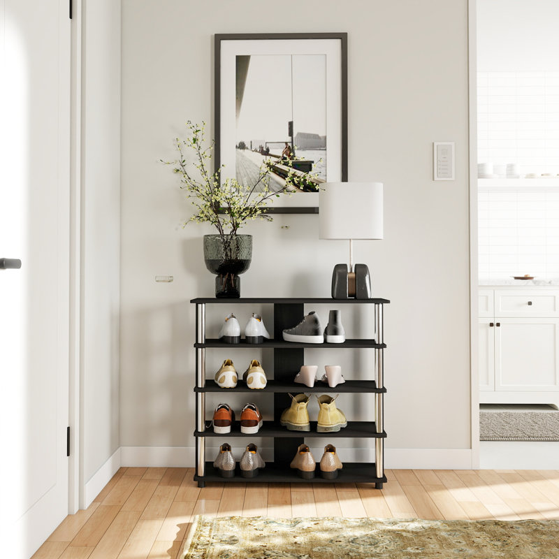 5-Tier Storage 12 Pair Shoe Rack, Black