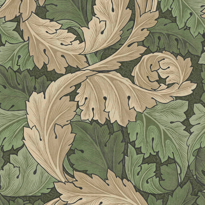 William Morris At Home Acanthus Floral Wallpaper, Green