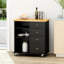 Chariot de cuisine en bois noir - 2 tiroirs, 1 porte 31,41 l x P 18,18 P 35,03 H Design moderne, facile à assembler avec tiroirs + bois contemporain, nécessaire-1874772985