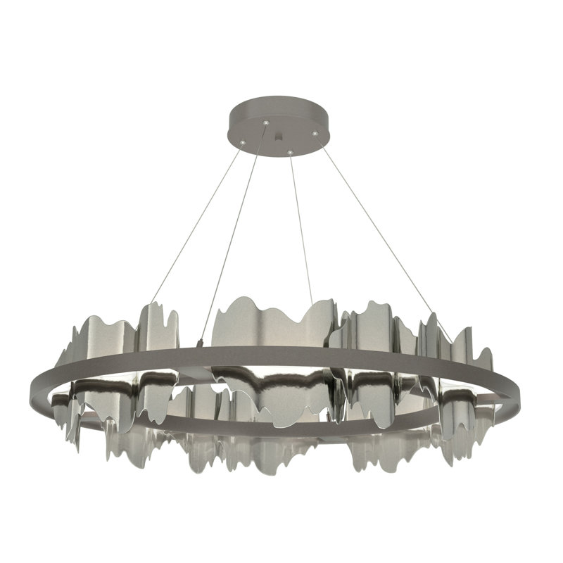 Luminaire suspendu géométrique à 1 lumière Hildene, Fumée foncée, Argenté