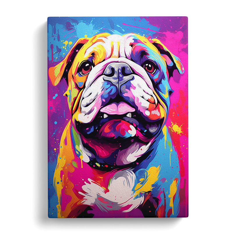 British Bulldog Pop - Wrapped Canvas, 60cm H x 40cm W x 3cm D