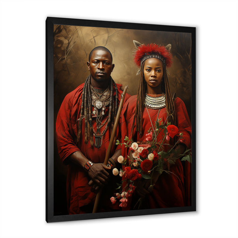 Guerriers Maasai d'Afrique II, H 20 po x l 12 po x P 1 po, Cadre simple noir