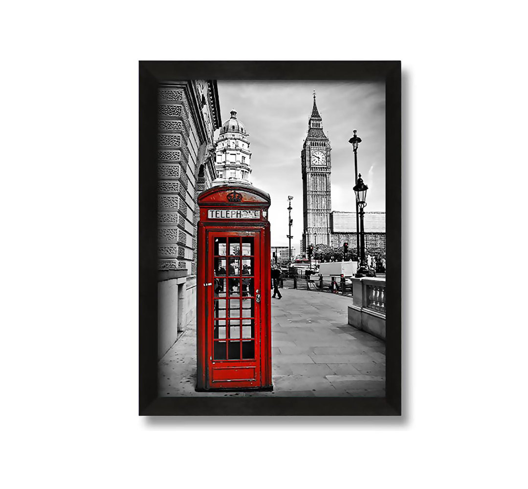 Gerahmtes Leinwandbild Red Phone Box Near Big Ben Framed Print