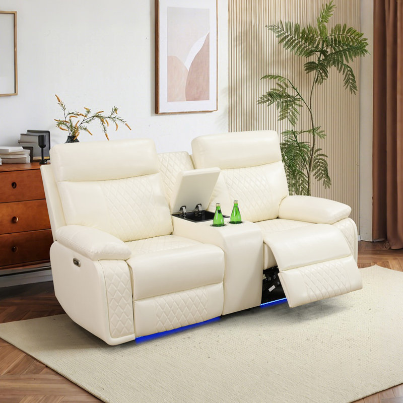 Zaina Off-White Power Reclining Loveseat