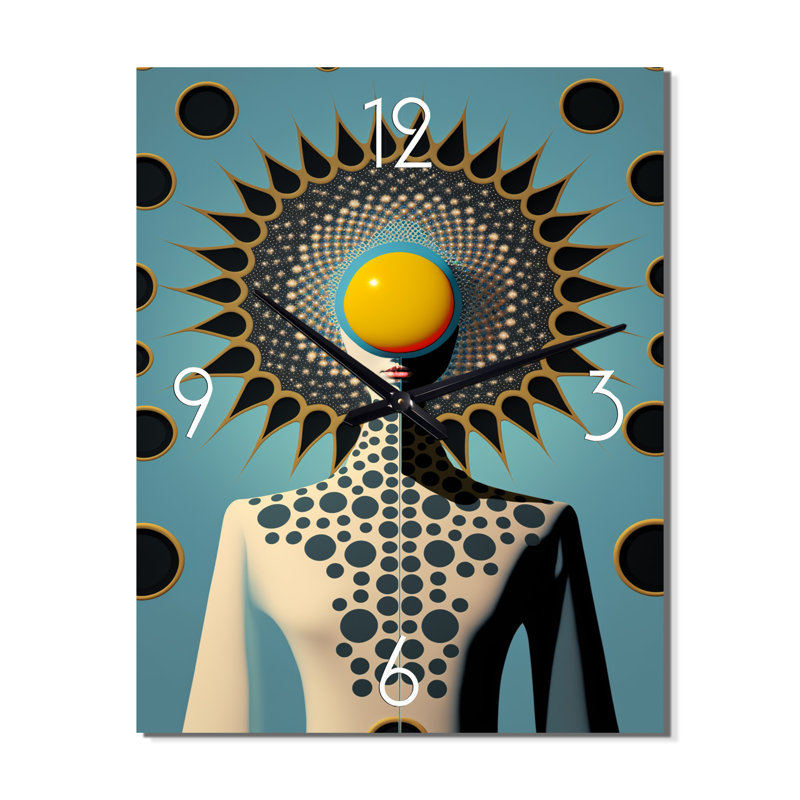 Golden Consciousness Woman II - Très grandes horloges murales abstraites modernes, H 32 po x l 24 po x P 1 po