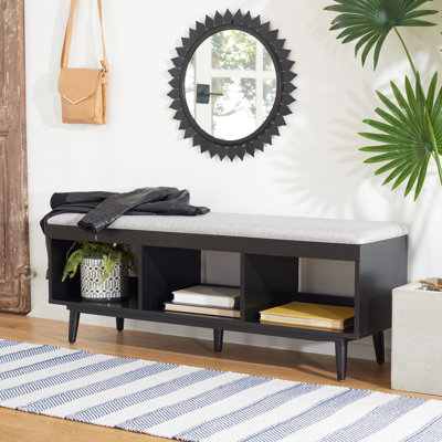 Banc de rangement en bois avec tablettes