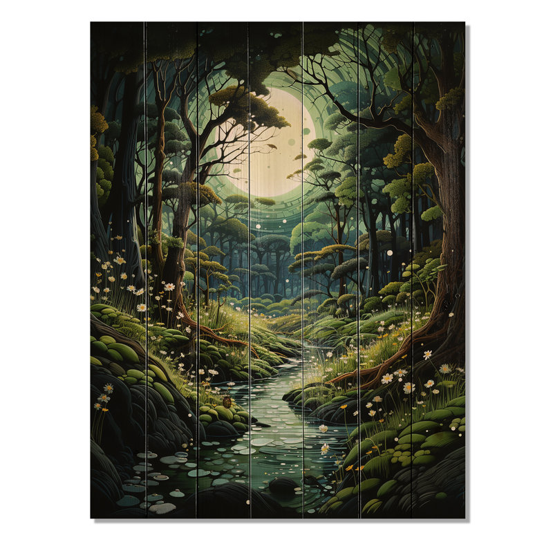 «Forest Enchanted Forest Pastoral I», reproduction sur bois, H 32 po x l 24 po x P 0,78 po
