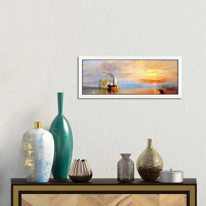 Fighting Temeraire by J.M.W. Turner - Panoramic Painting on Canvas, 152.4 cm H x 50.8 cm W, White Framed