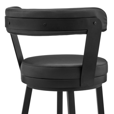 Tabouret de bar pivotant 26 po en similicuir chic avec finition noire